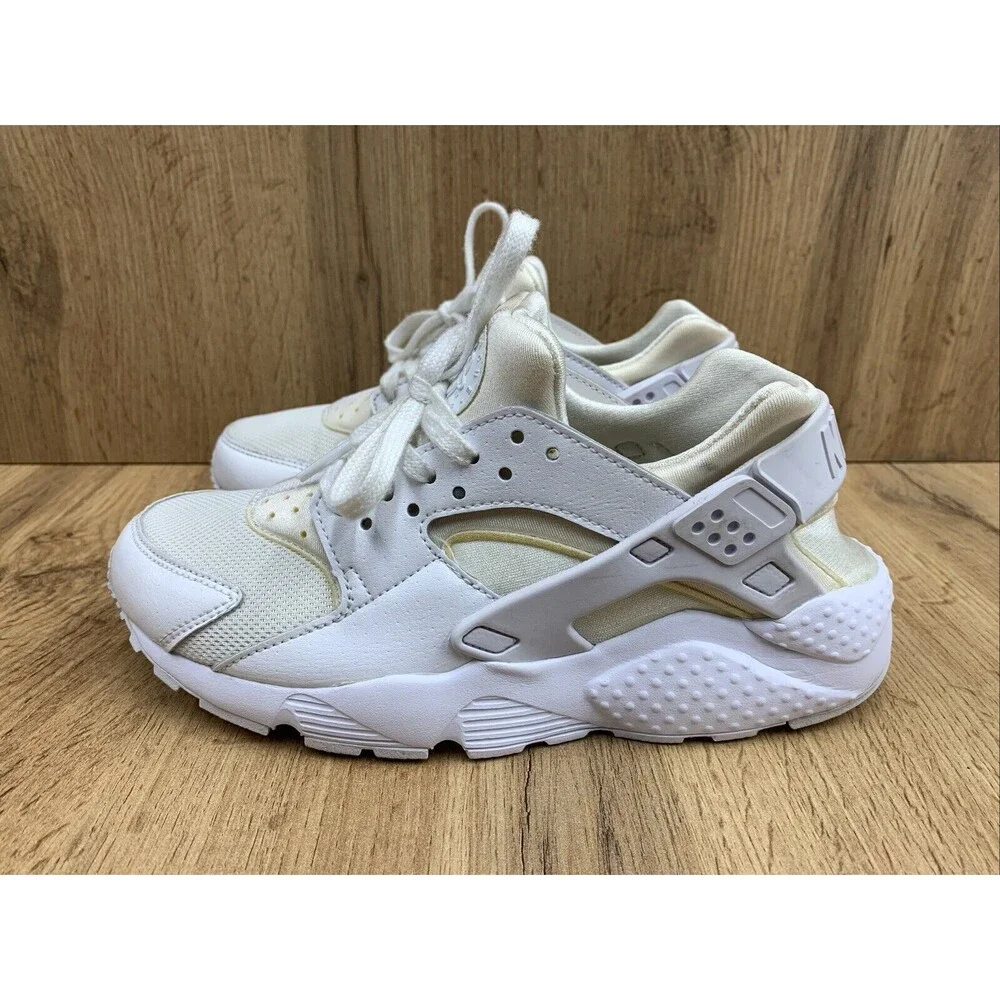 Nike Huarache Run Running Shoes Sneakers Boys Size 4.5Y White 654275-110